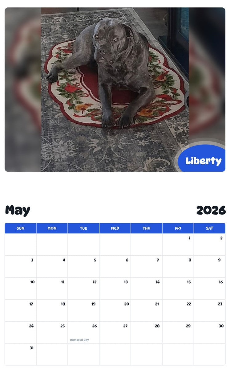 2026 - 2027 Liberty - Pawidols Pet Calendar