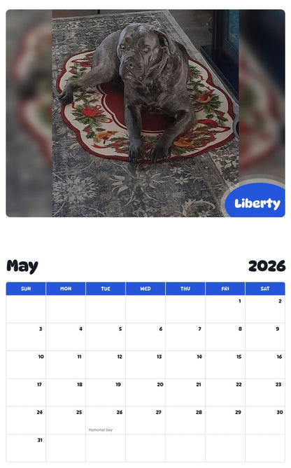 2026 - 2027 Liberty - Pawidols Pet Calendar