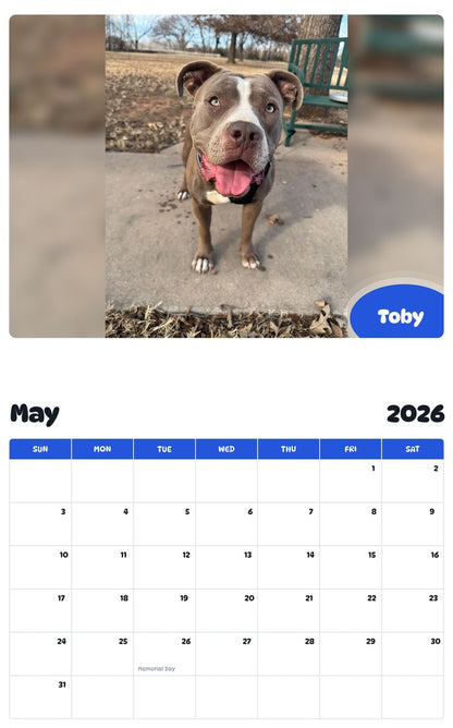 2026 - 2027 Toby - Pawidols Pet Calendar
