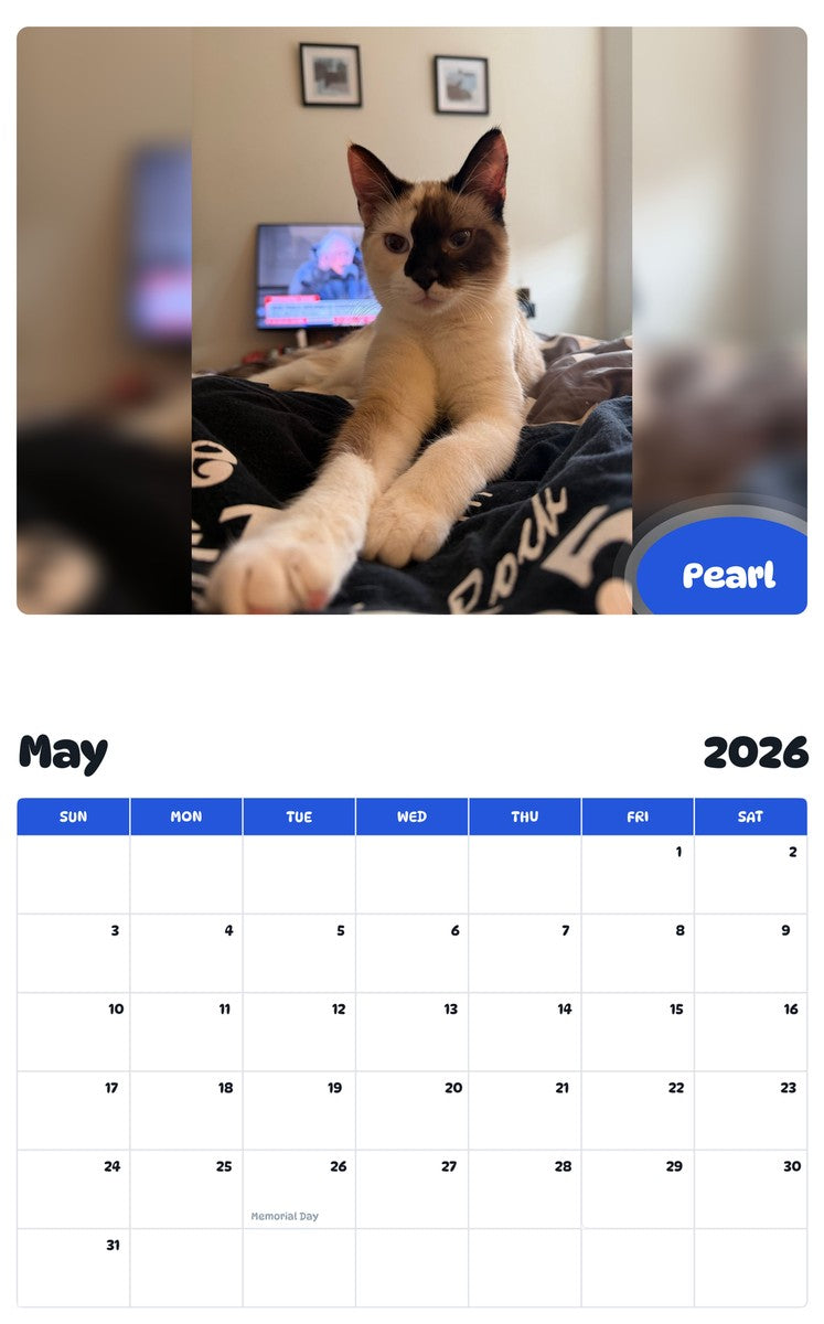 2026 - 2027 Pearl - Pawidols Pet Calendar