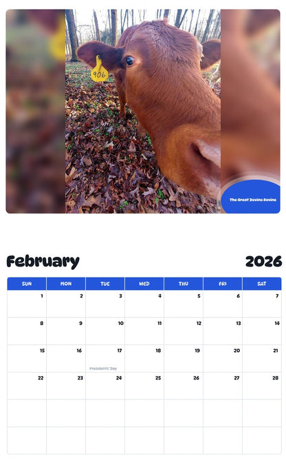October 2025 - September 2026 The Great Devine Bovine - Pawidols Pet Calendar