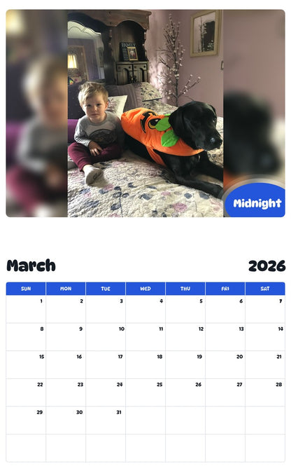 November 2025 - October 2026 Midnight - Pawidols Pet Calendar