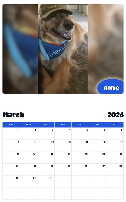November 2025 - October 2026 Annie - Pawidols Pet Calendar