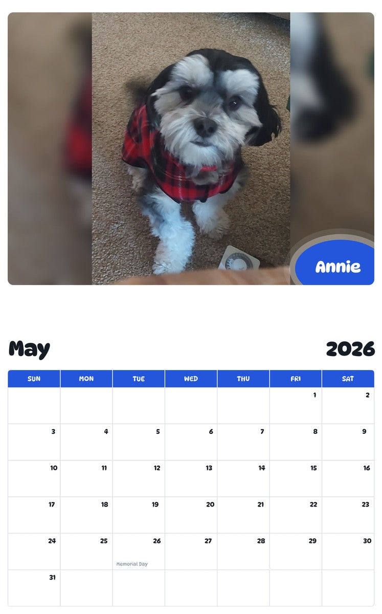2026 - 2027 Annie - Pawidols Pet Calendar