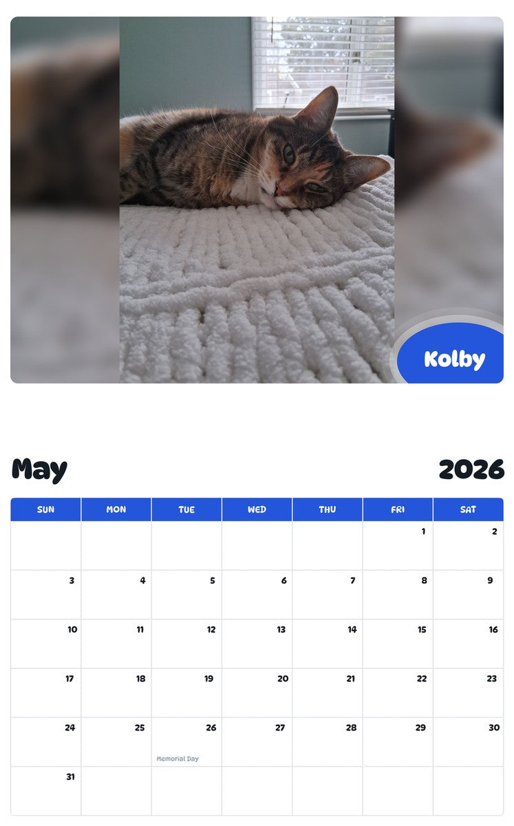 2026 - 2027 Kolby - Pawidols Pet Calendar