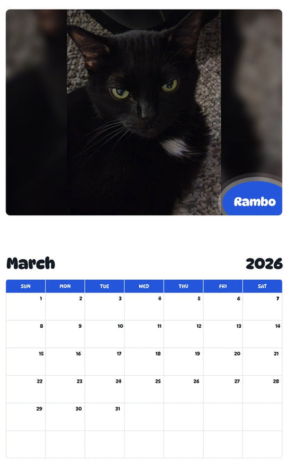 November 2025 - October 2026 Rambo - Pawidols Pet Calendar