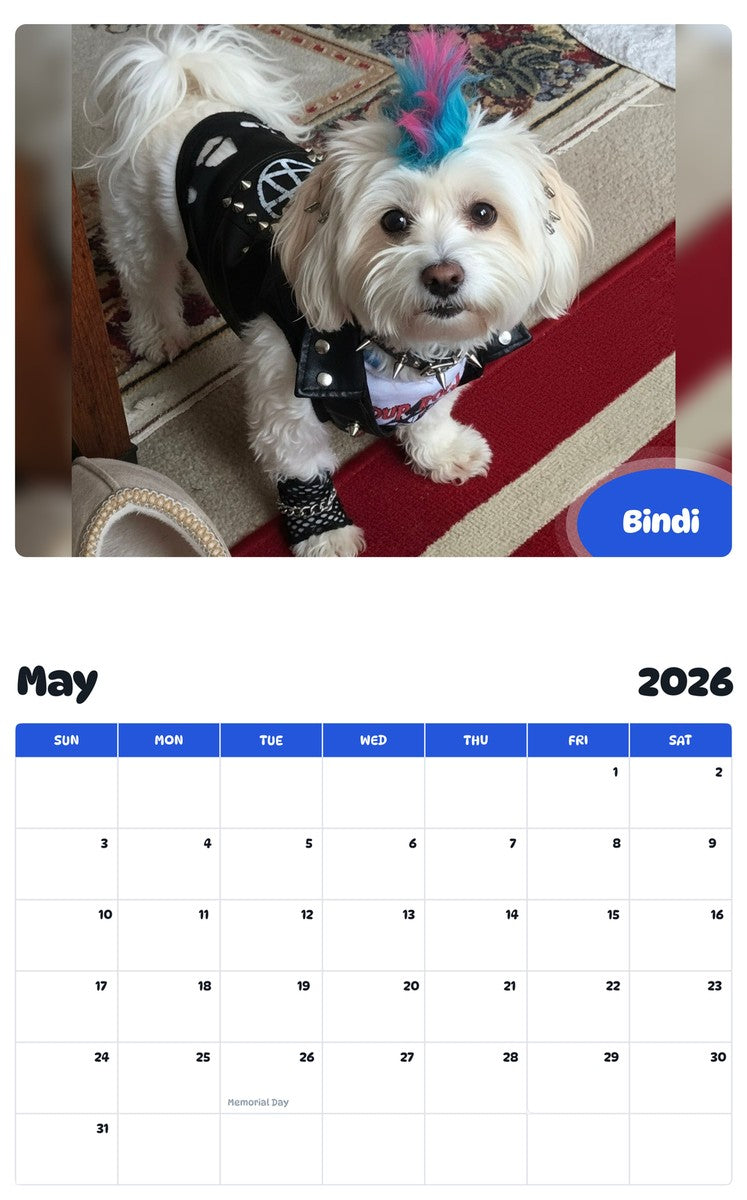 2026 - 2027 Bindi - Pawidols Pet Calendar