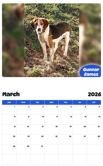 November 2025 - October 2026 Gunnar James - Pawidols Pet Calendar