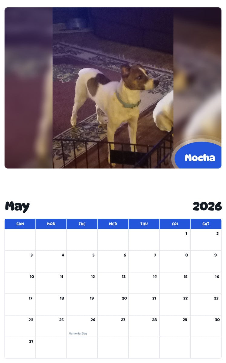 2026 - 2027 Mocha - Pawidols Pet Calendar
