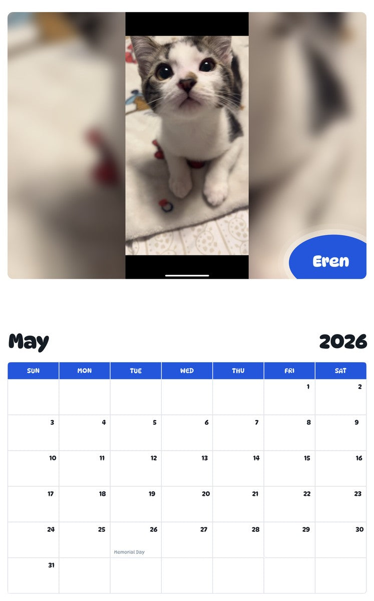 2026 - 2027 Eren - Pawidols Pet Calendar