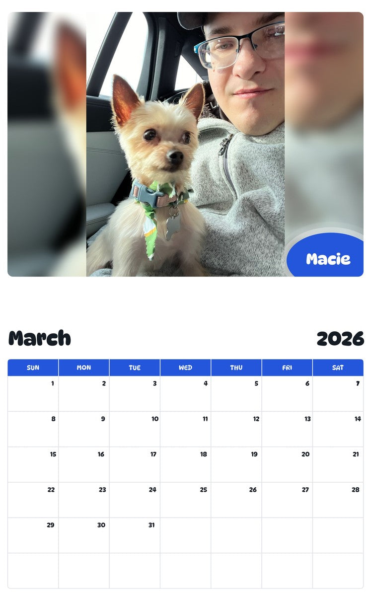 November 2025 - October 2026 Macie - Pawidols Pet Calendar