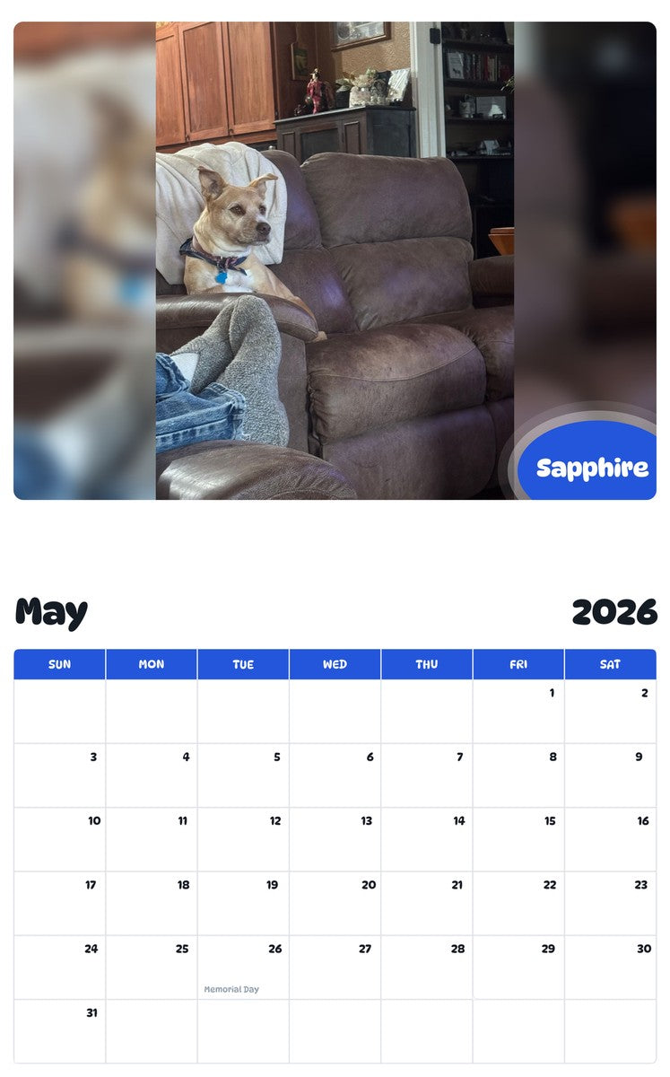 2026 - 2027 Sapphire - Pawidols Pet Calendar