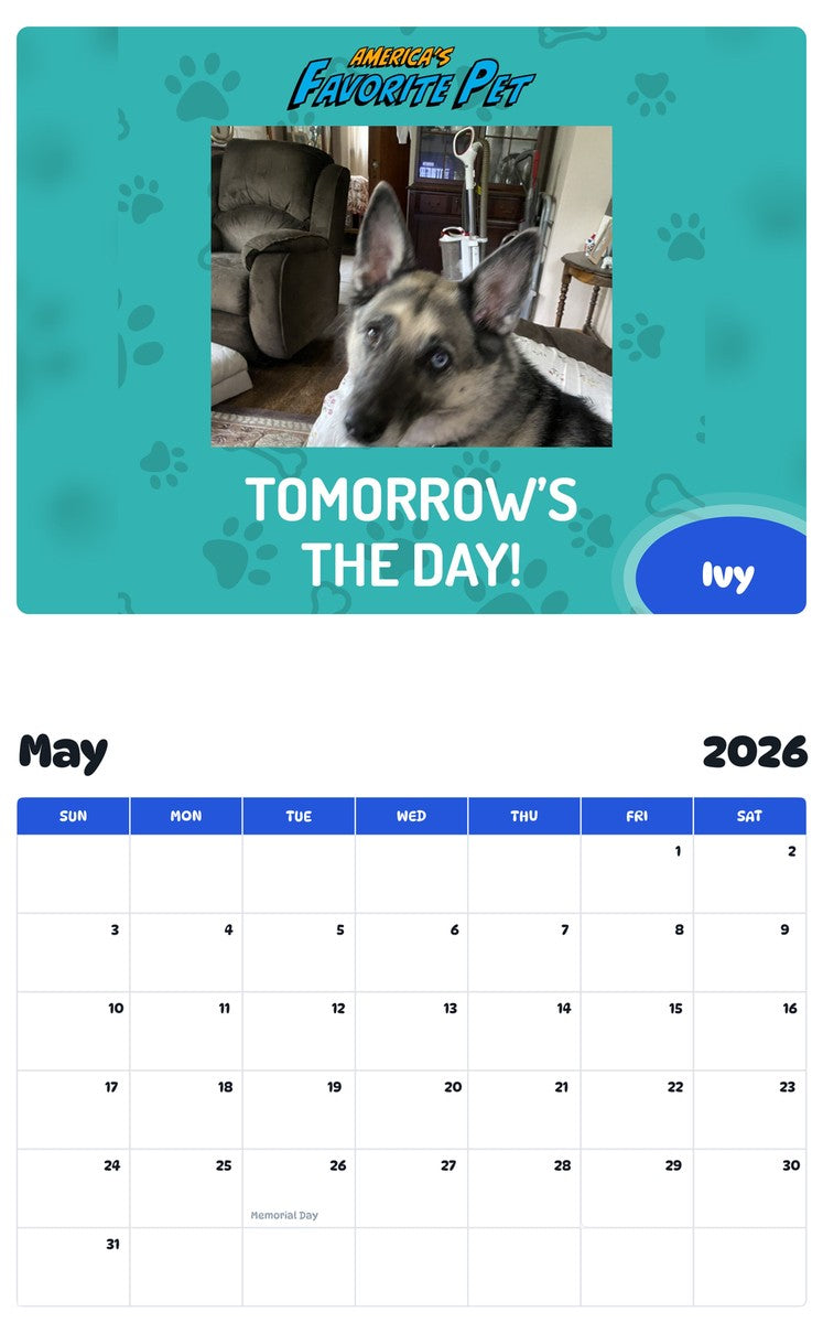 2026 - 2027 Ivy - Pawidols Pet Calendar