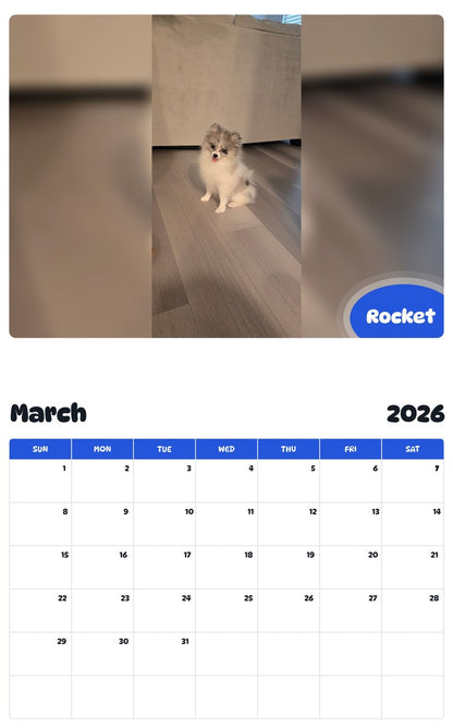 November 2025 - October 2026 Rocket - Pawidols Pet Calendar