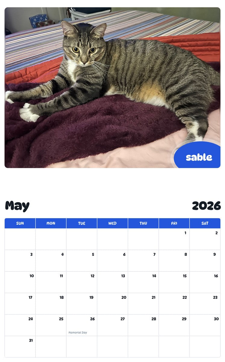 2026 - 2027 sable - Pawidols Pet Calendar