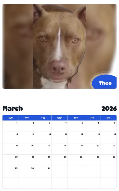 November 2025 - October 2026 Theo - Pawidols Pet Calendar