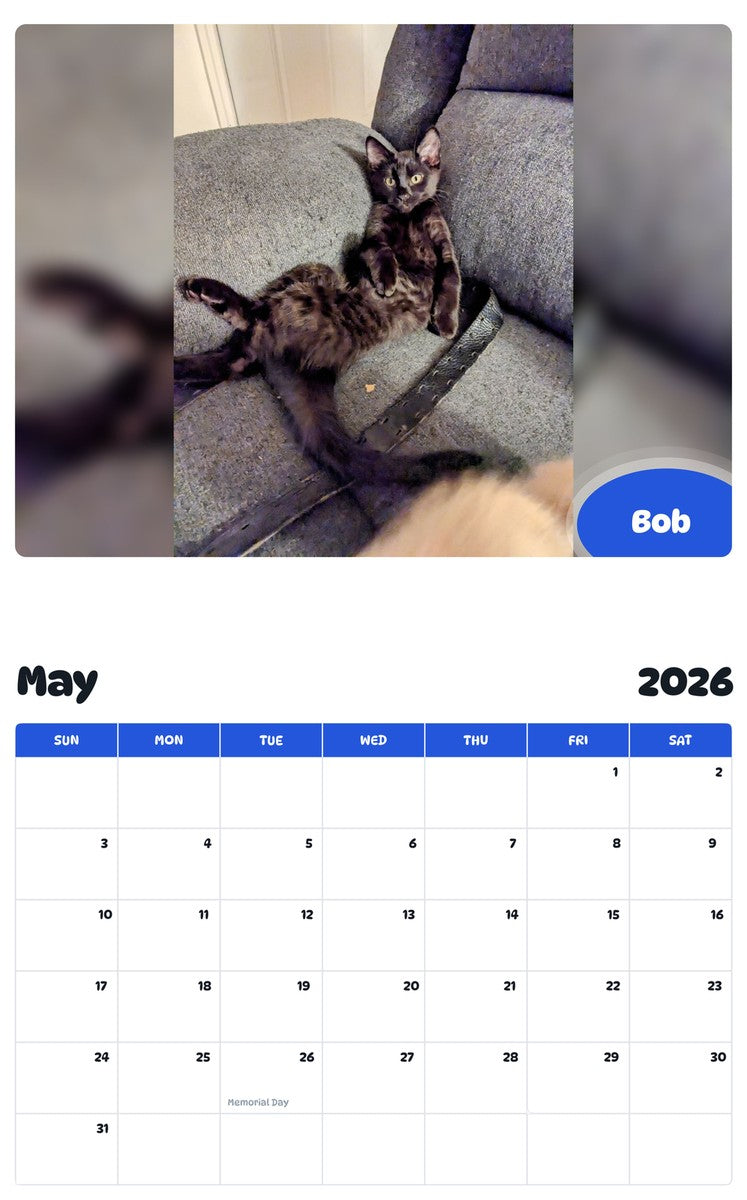 2026 - 2027 Bob - Pawidols Pet Calendar