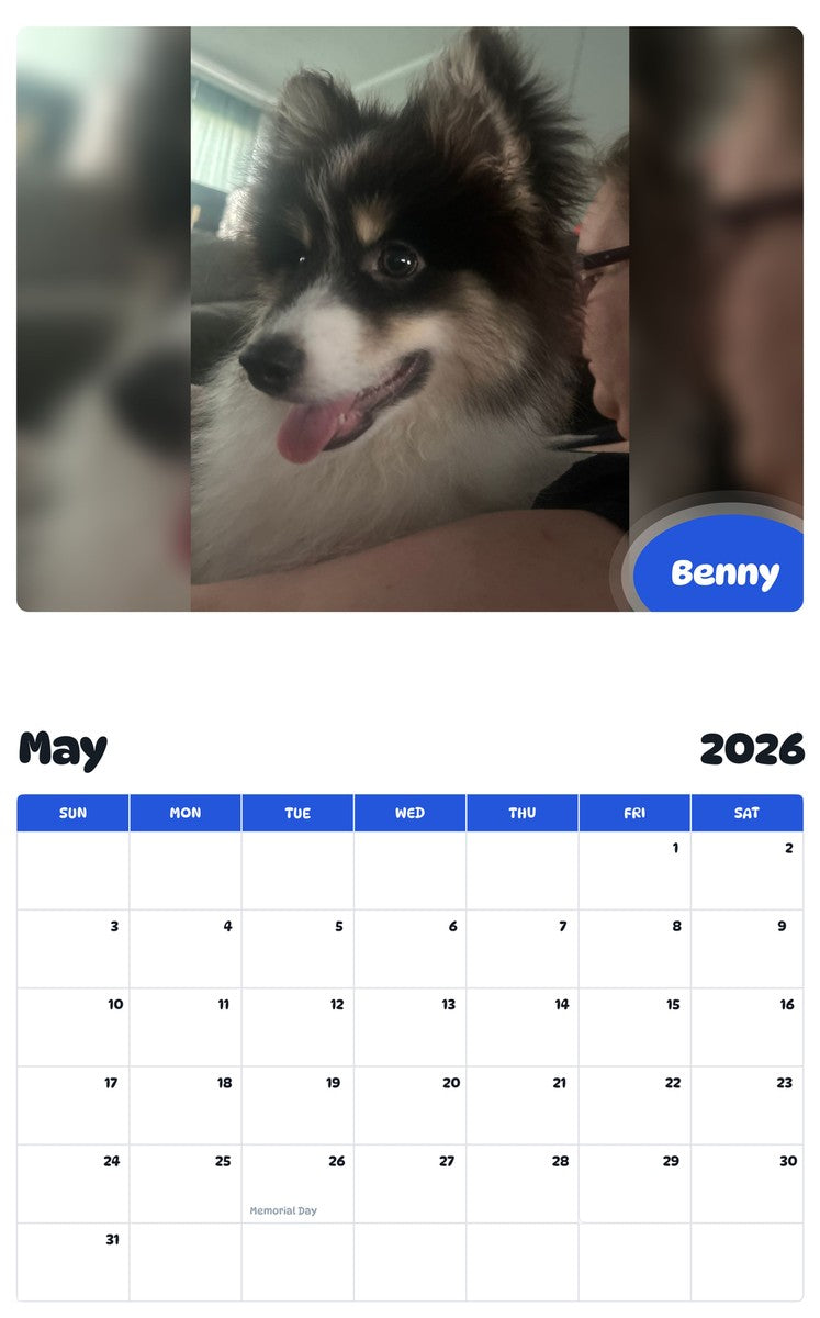 2026 - 2027 Benny - Pawidols Pet Calendar