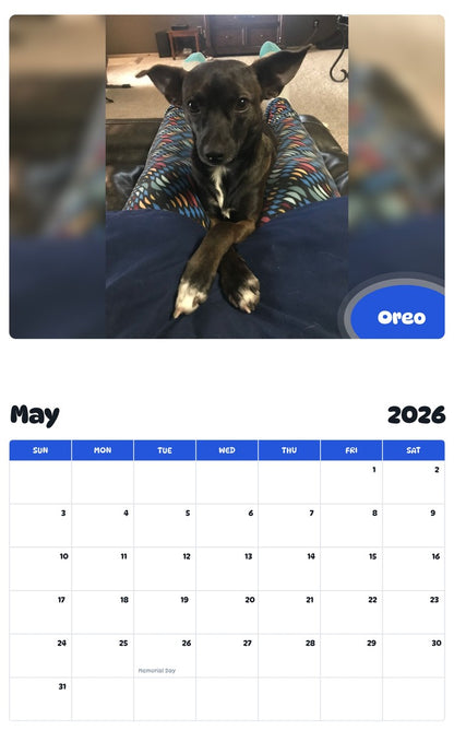 2026 - 2027 Oreo - Pawidols Pet Calendar