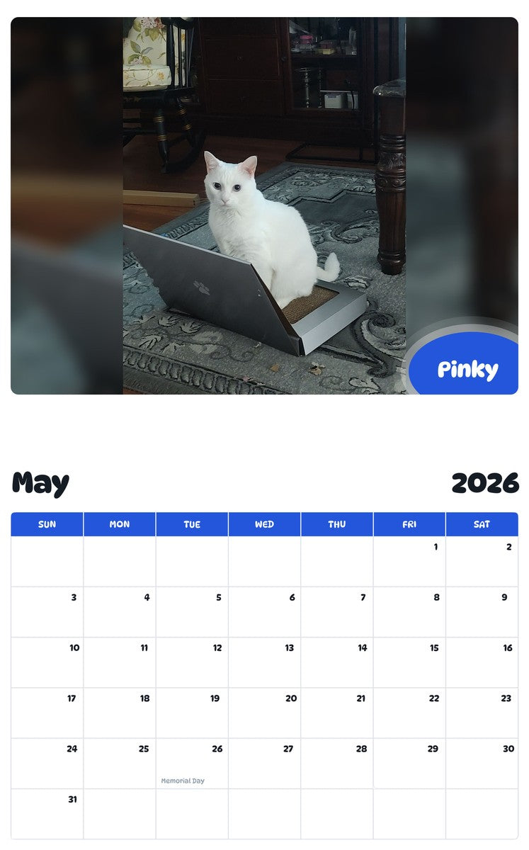 2026 - 2027 Pinky - Pawidols Pet Calendar