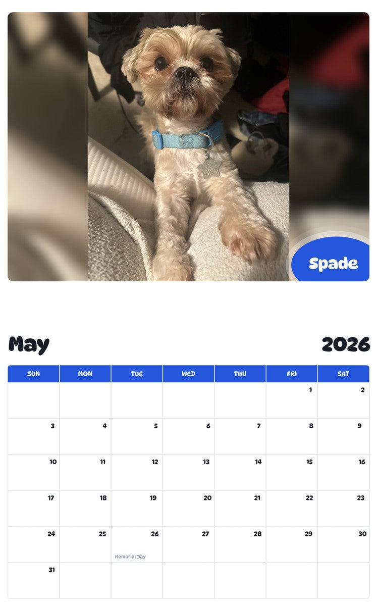 2026 - 2027 Spade - Pawidols Pet Calendar