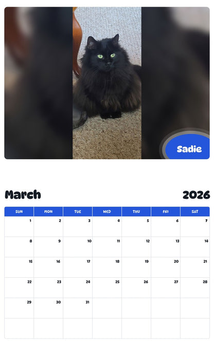 November 2025 - October 2026 Sadie - Pawidols Pet Calendar