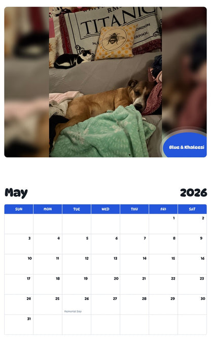 2026 - 2027 Blue & Khaleesi - Pawidols Pet Calendar