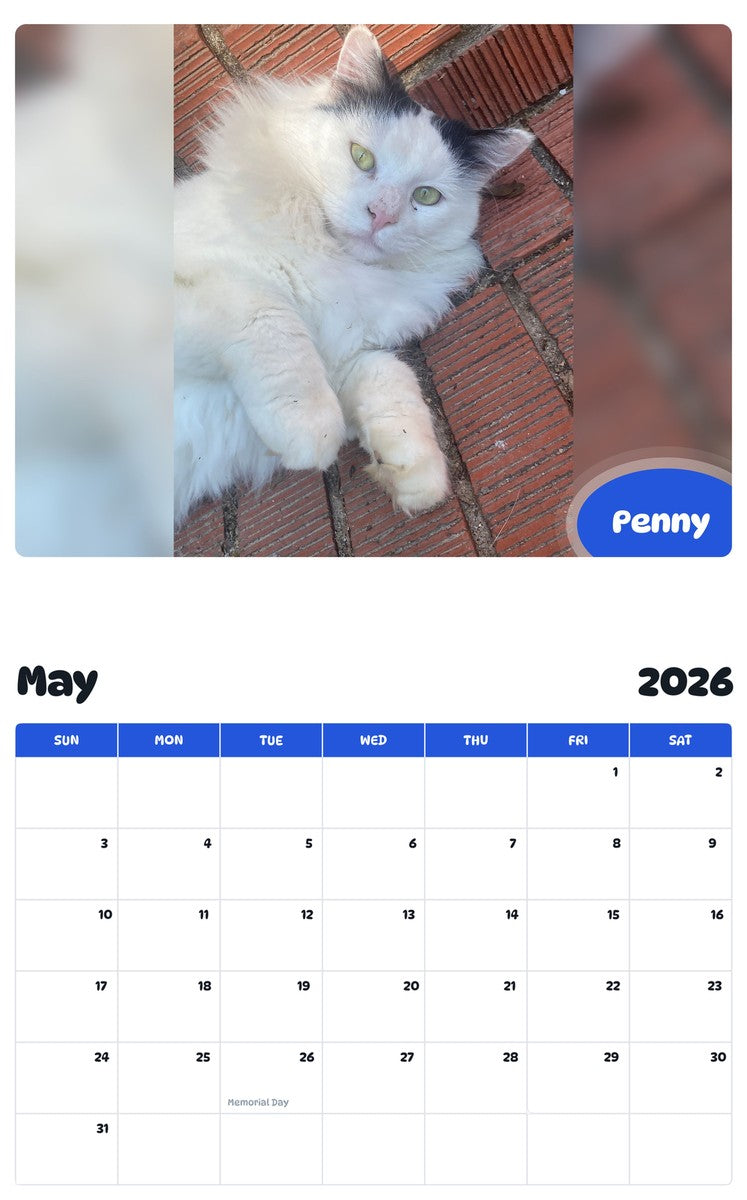 2026 - 2027 Penny - Pawidols Pet Calendar