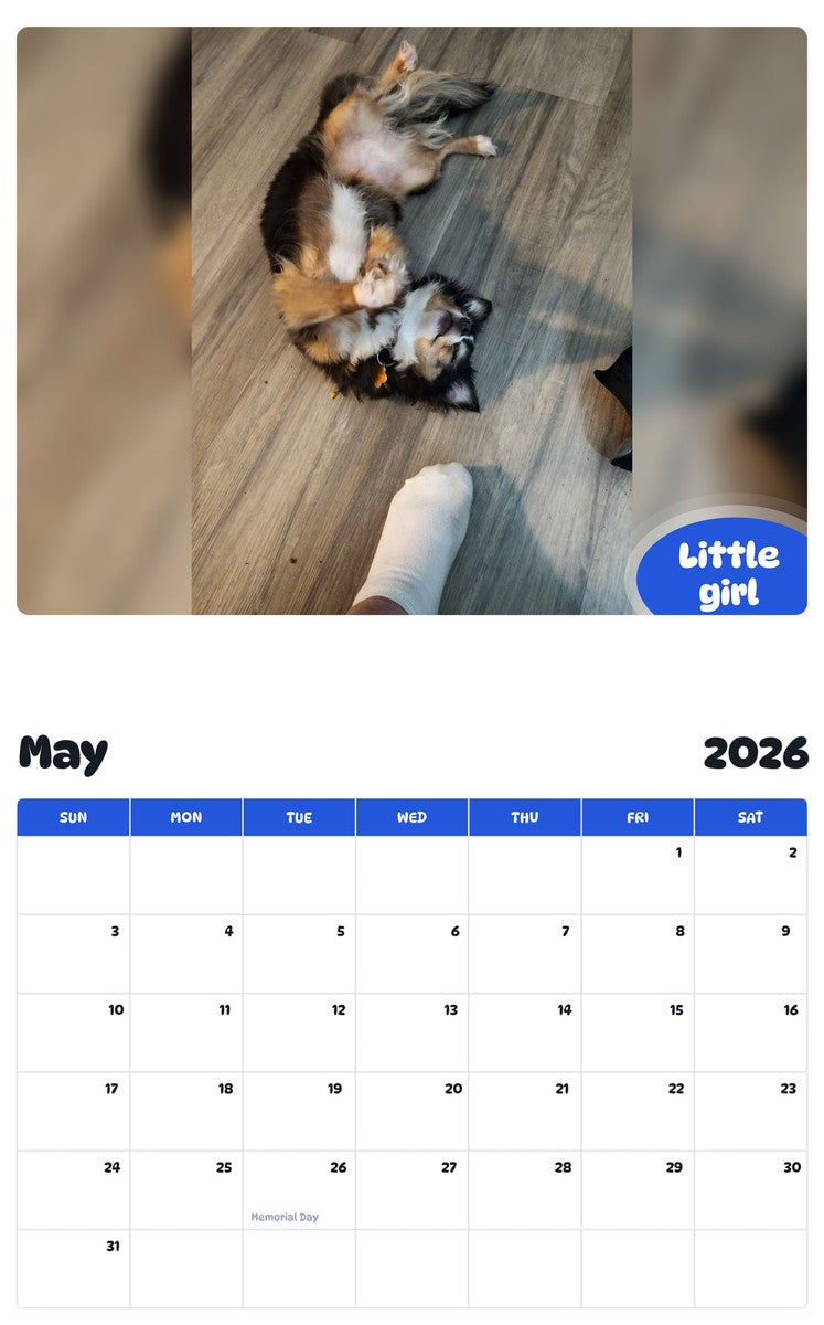 2026 - 2027 Little girl - Pawidols Pet Calendar