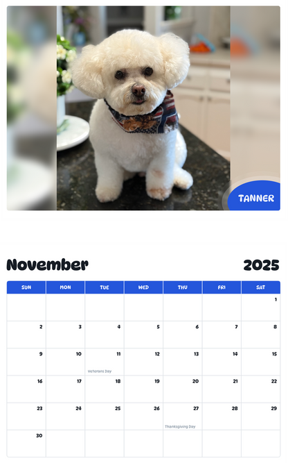 July 2025 - June 2026 Tanner - Pawidols Pet Calendar