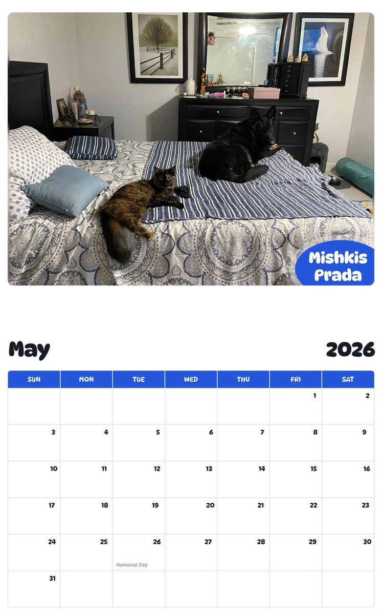 2026 - 2027 Mishkis Prada - Pawidols Pet Calendar