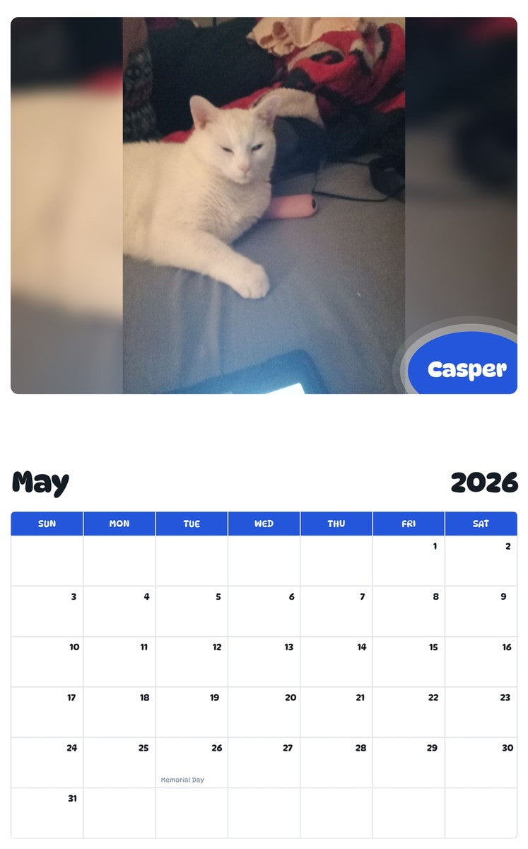 2026 - 2027 Casper - Pawidols Pet Calendar