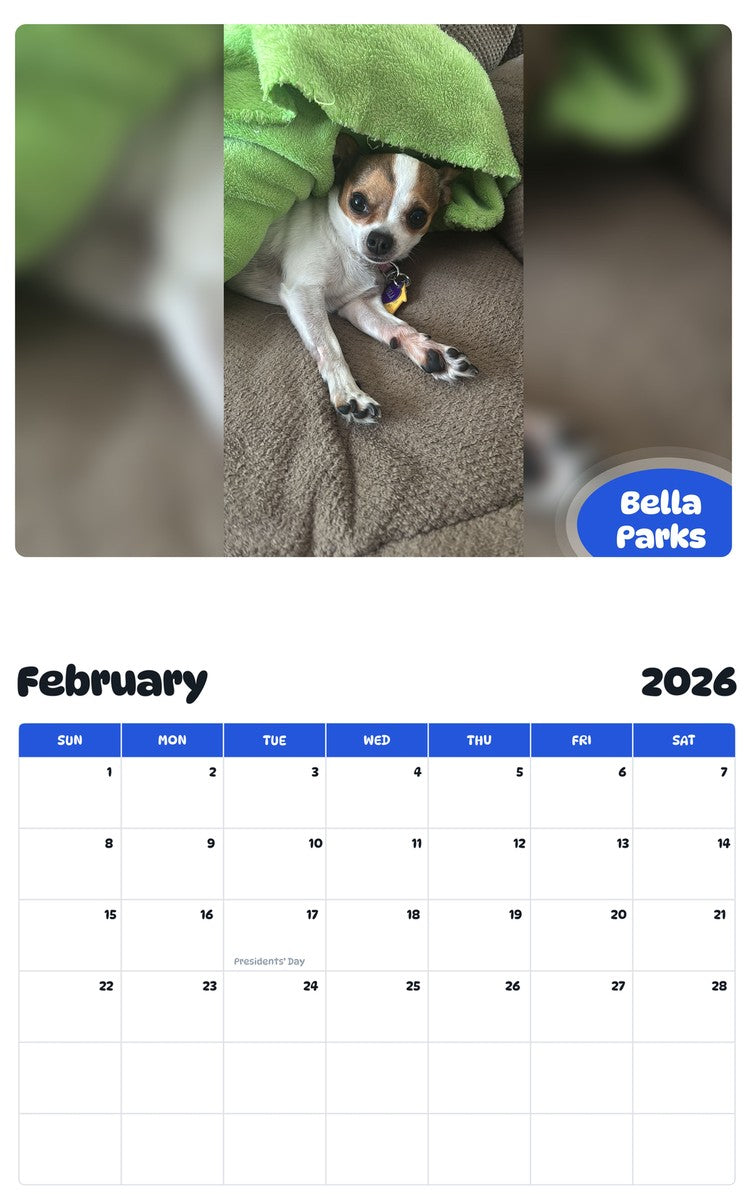 October 2025 - September 2026 Bella Parks - Pawidols Pet Calendar
