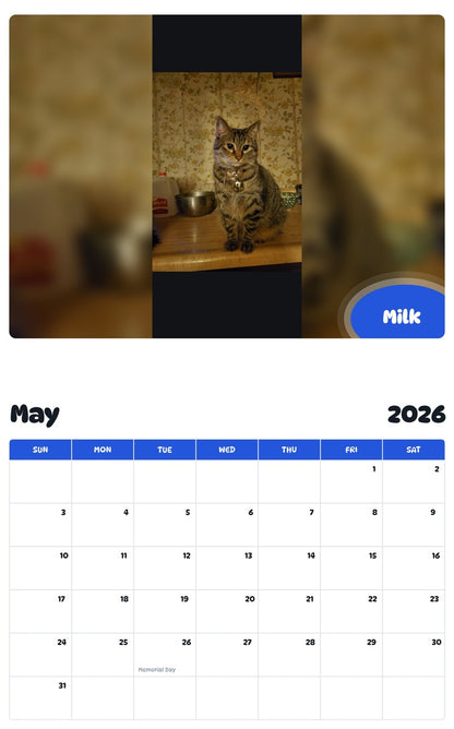 2026 - 2027 Milk - Pawidols Pet Calendar