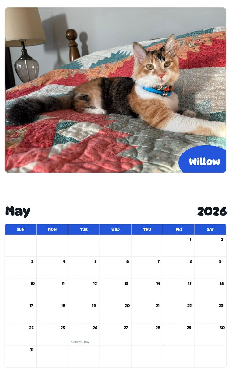 2026 - 2027 Willow - Pawidols Pet Calendar