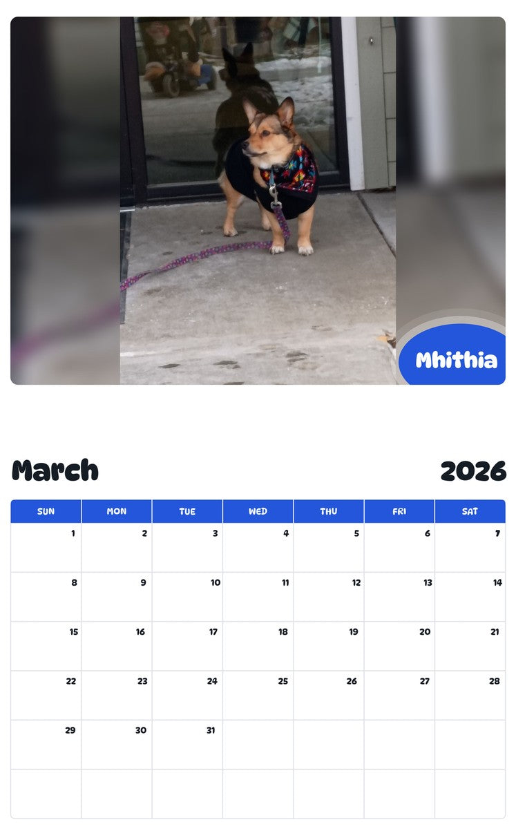November 2025 - October 2026 Mhithia - Pawidols Pet Calendar