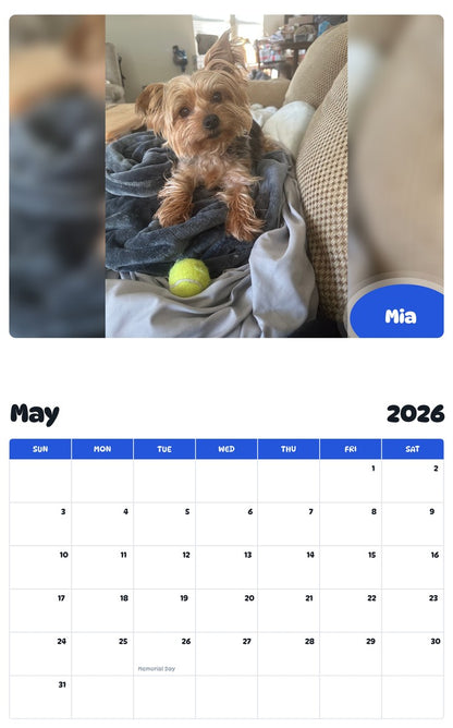 2026 - 2027 Mia - Pawidols Pet Calendar