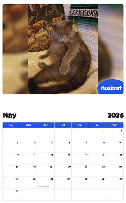 2026 - 2027 MusKrat - Pawidols Pet Calendar