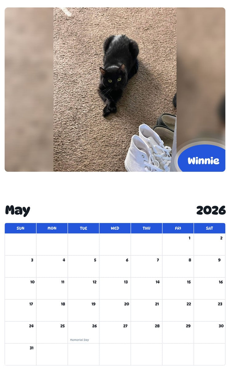 2026 - 2027 Winnie - Pawidols Pet Calendar