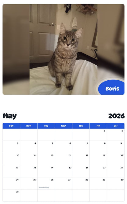 2026 - 2027 Boris - Pawidols Pet Calendar