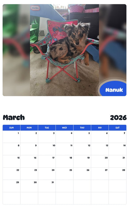 November 2025 - October 2026 Nanuk - Pawidols Pet Calendar