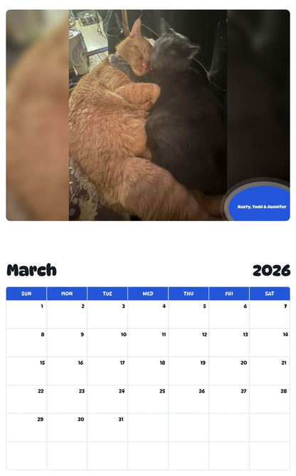 November 2025 - October 2026 Rusty, Todd & Jennifer - Pawidols Pet Calendar