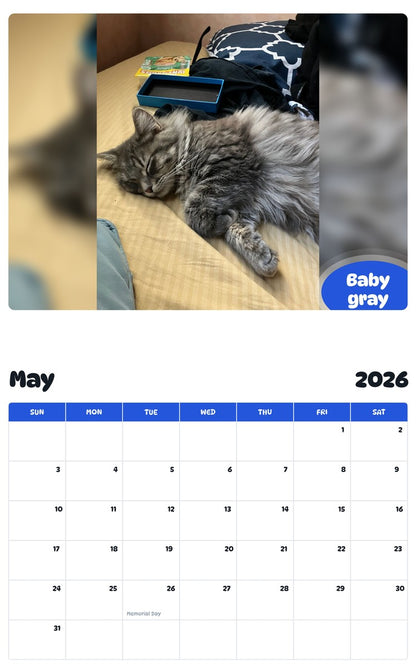 2026 - 2027 Baby gray - Pawidols Pet Calendar