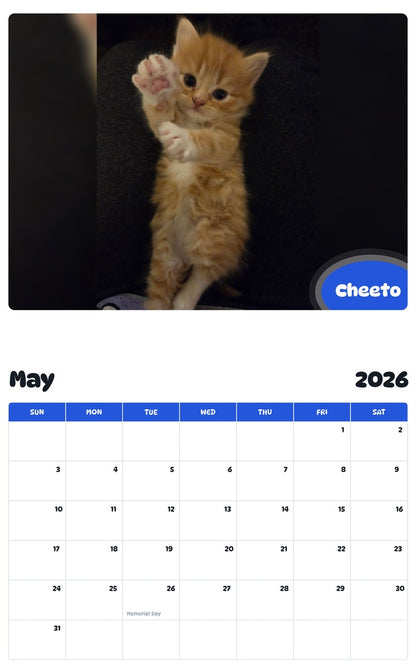 2026 - 2027 Cheeto - Pawidols Pet Calendar