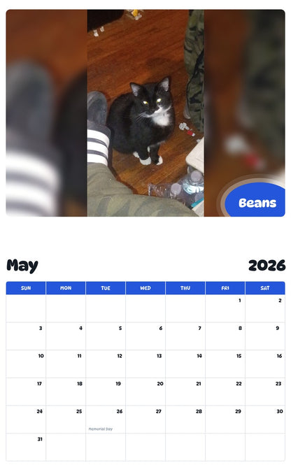 2026 - 2027 Beans - Pawidols Pet Calendar
