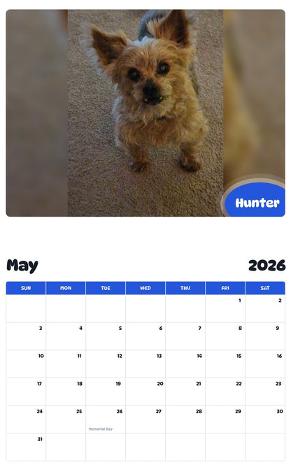 2026 - 2027 Hunter - Pawidols Pet Calendar