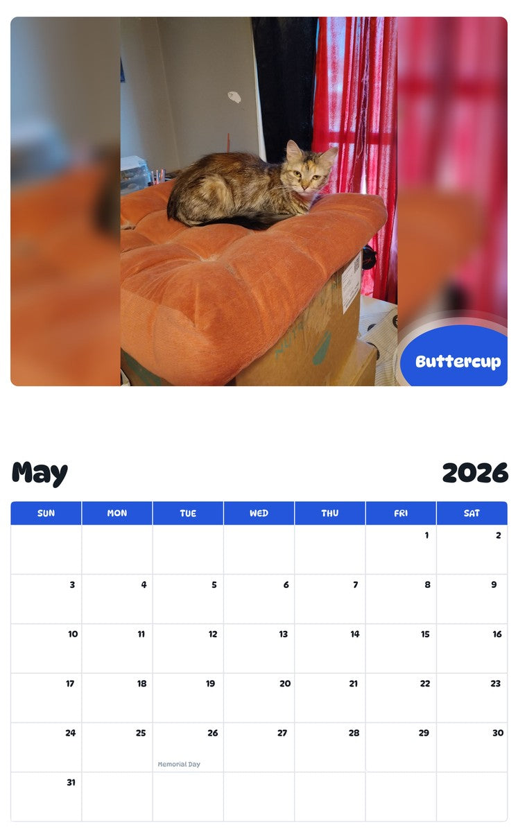 2026 - 2027 Buttercup - Pawidols Pet Calendar