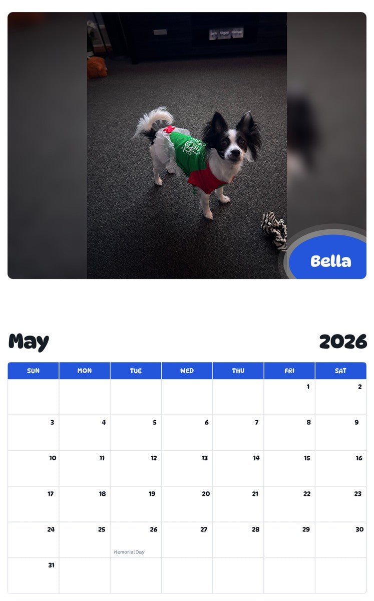 2026 - 2027 Bella - Pawidols Pet Calendar