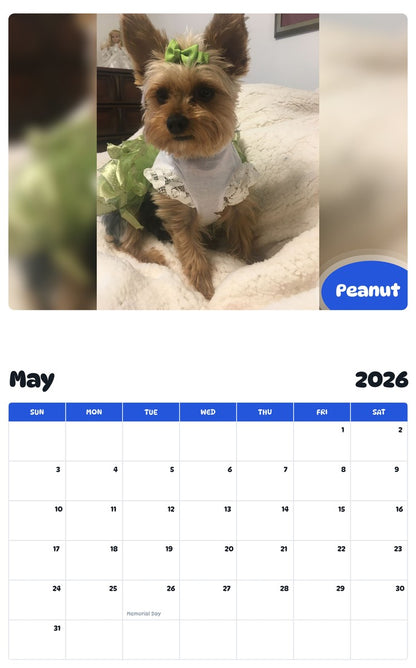 2026 - 2027 Peanut - Pawidols Pet Calendar