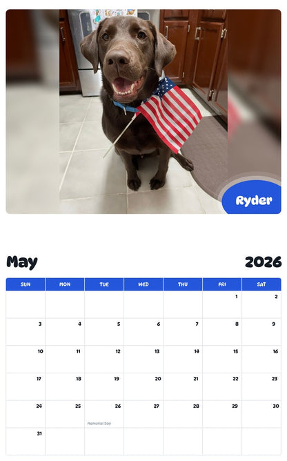 2026 - 2027 Ryder - Pawidols Pet Calendar